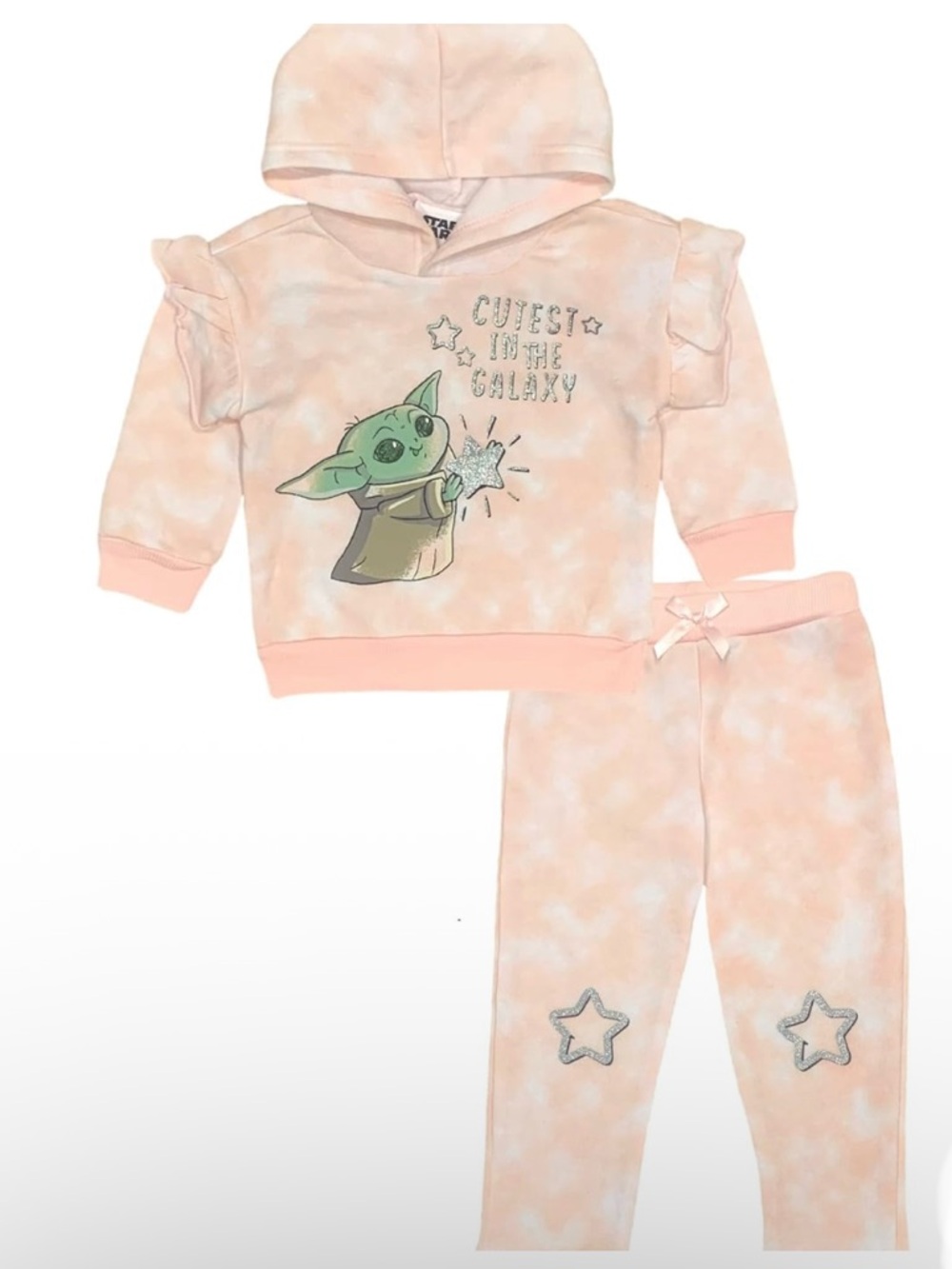 Star Wars Baby Yoda "Cutest in the Galaxy" Pink Hoodie & Pants Set Size 24 mos